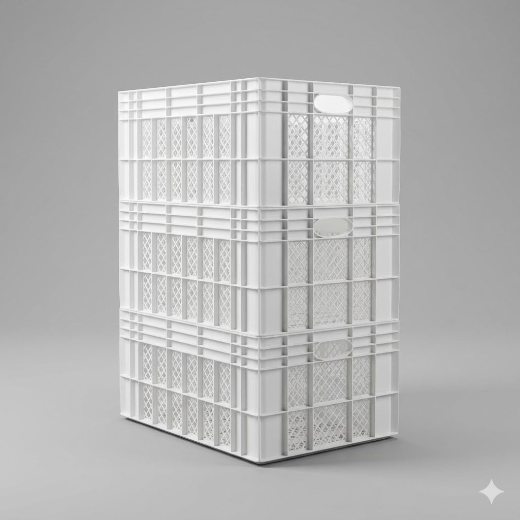 Caja Plástica Ranurada 51 L Blanca - Apilable